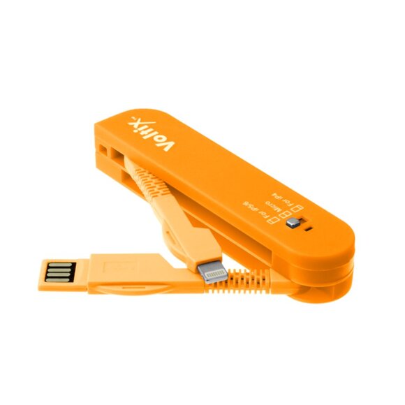 All-in-1 Swiss Army USB Phone Charging Cable For iPhone iPad Samsung Orange - Picture 5 of 5